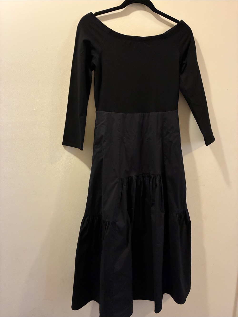 Tuckernuck Classic Black Midi Dress with Scoop Neck (off shoulder) medium